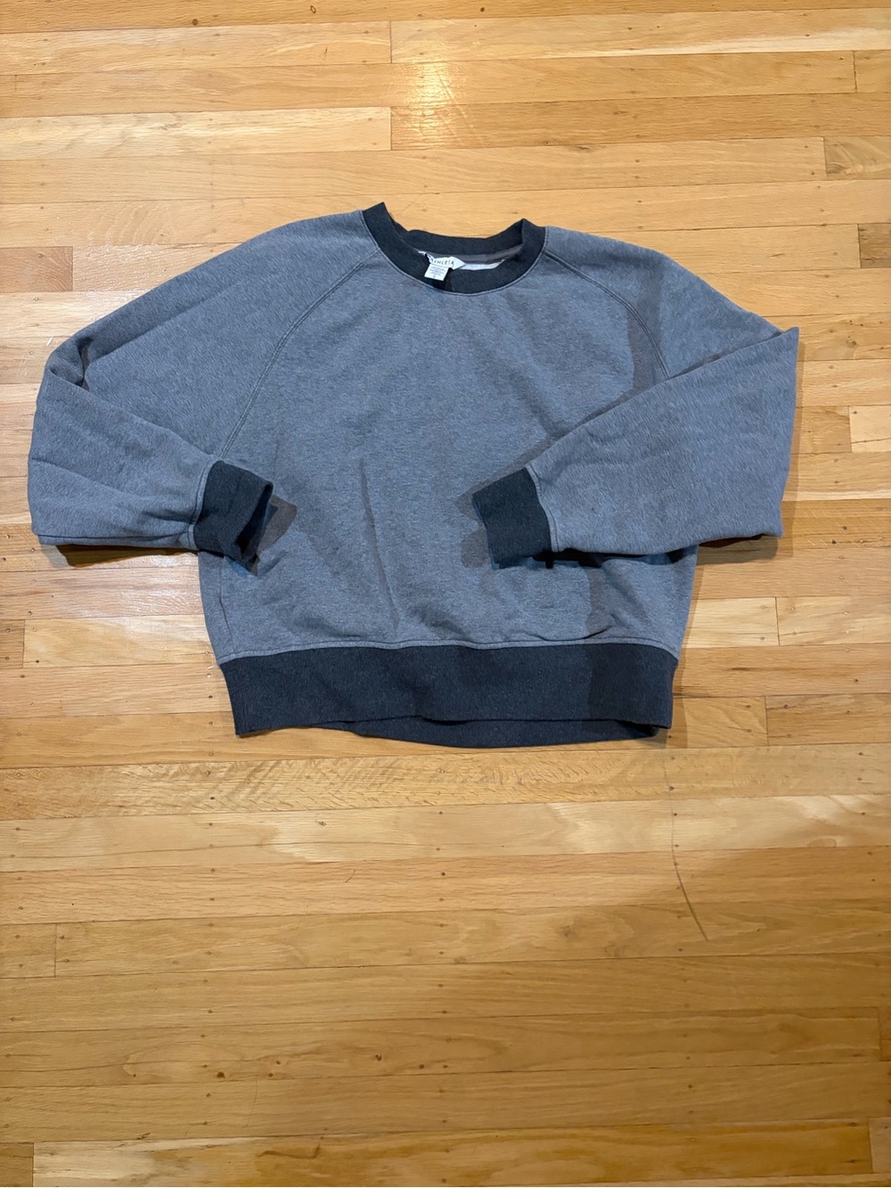 Athleta Two-Tone Gray Raglan Crew Sweatshirt